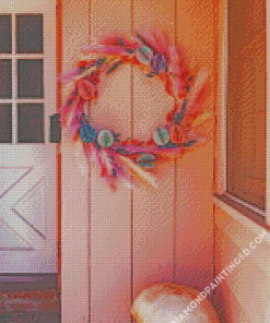 Easter Wreath On Pink Wall Diamond Paintings