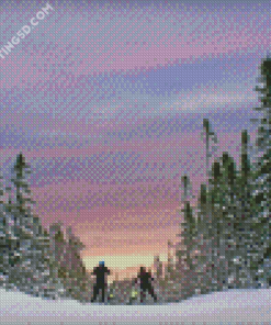 Newfoundland Skiing Sunset Diamond Paintings