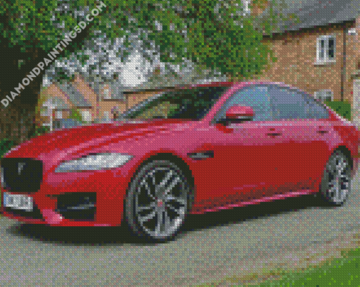 Red Jaguar XF Car Diamond Paintings