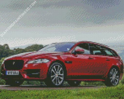 Red Jaguar XF Sport Car Diamond Paintings