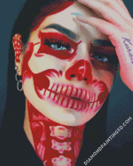 Red Skeleton Beauty Diamond Paintings