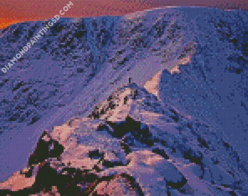 Snowy Striding Edge Sunset Diamond Paintings