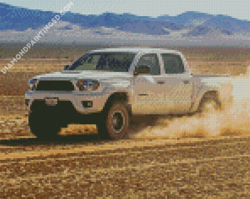 White Truck In Desert Diamond Paintings