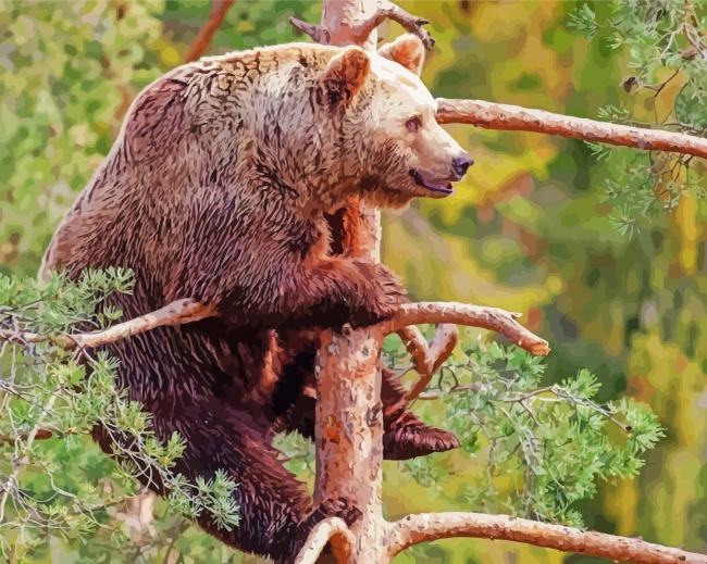 Bear On Tree Diamond Paintings