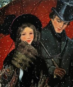 Couple Date In Snow Diamond Paintings