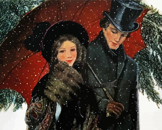 Couple Date In Snow Diamond Paintings