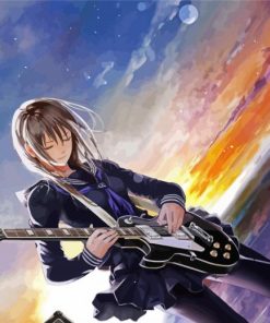 Anime Girl Playing Guitar Diamond Paintings