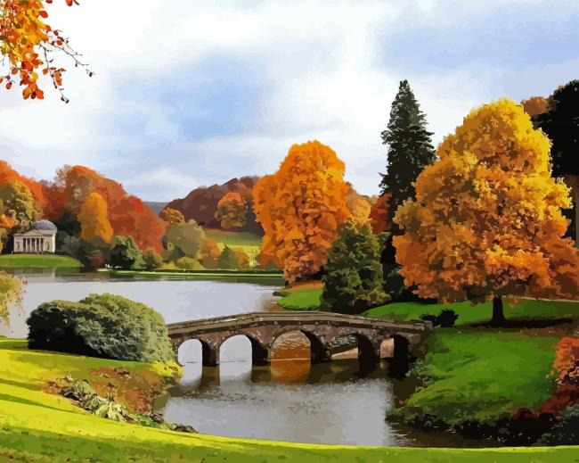 English Countryside In Fall Diamond Paintings