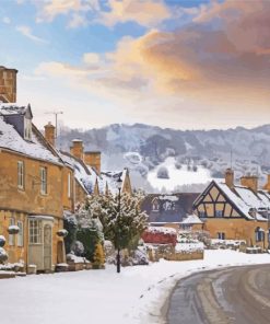 English Village In Winter Diamond Paintings