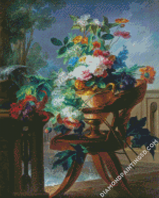 Flowers Vase On A Chair Diamond Paintings