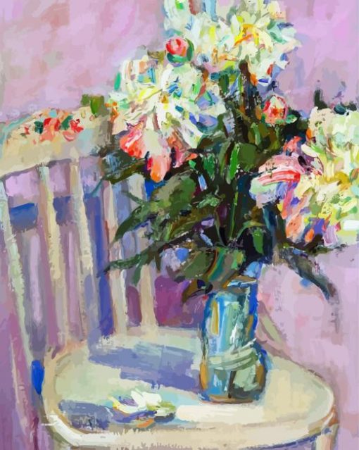 Flowers On Chair Art Diamond Paintings