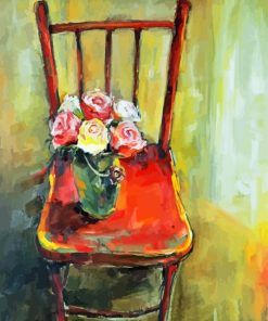 Flowers Vase On A Chair Diamond Paintings