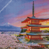 Japanese Scene Snowy Mountain Diamond Paintings