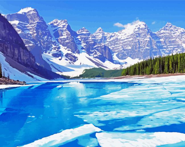 Lake Banff In Winter Diamond Paintings