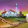 Northern Lights Whtefish Point Lighthouse Diamond Paintings