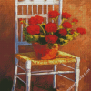 Red Flowers Vase On Chair Diamond Paintings