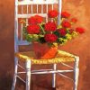 Red Flowers Vase On Chair Diamond Paintings