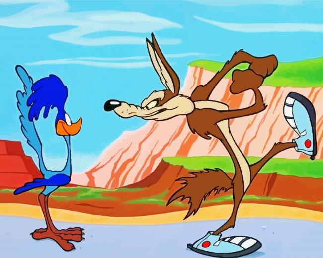 Roadrunner And Coyote Diamond Paintings