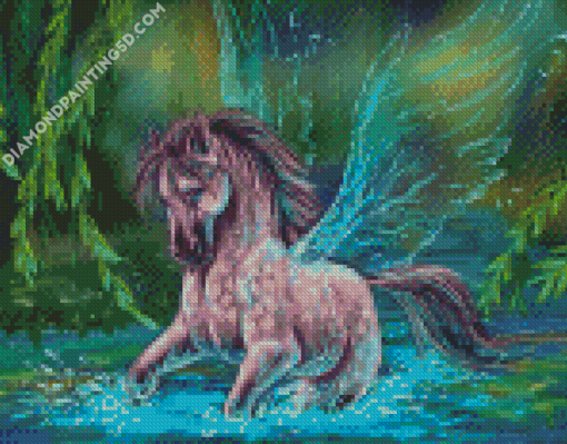 Horse With Wings In Water Diamond Paintings