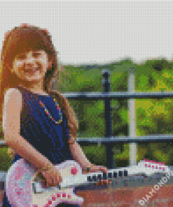 Little Girl Playing Electric Guitar Diamond Paintings