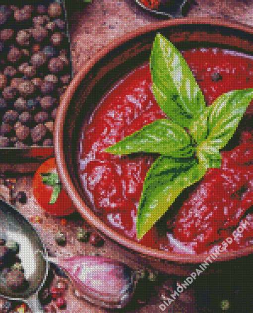 Tomatoes Ketchup In Bowl Diamond Paintings