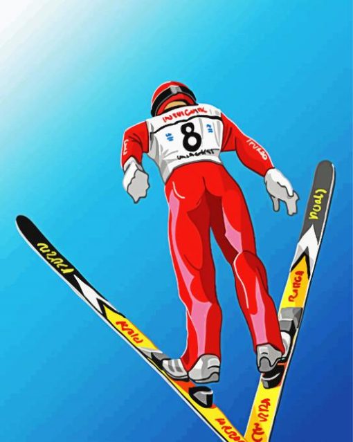 Ski Jump Art Illustration Diamond Paintings