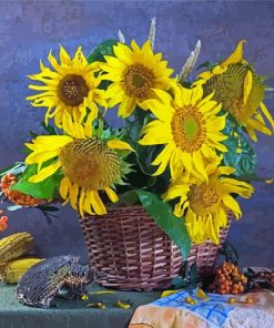 Sunflowers Basket On Table Diamond Paintings