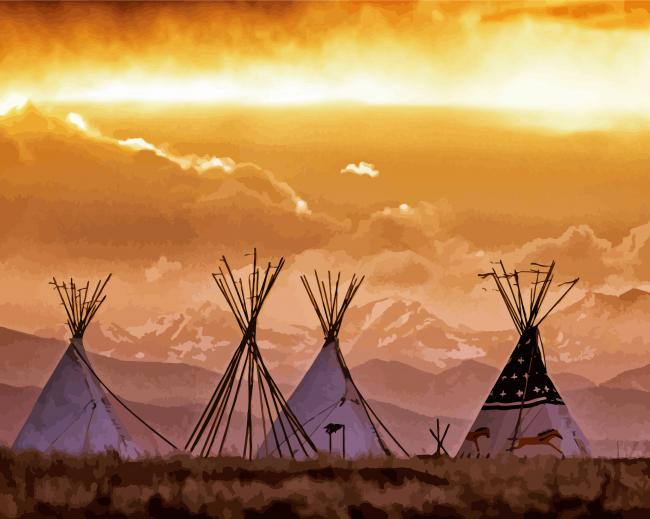 Teepees Sunset Diamond Paintings