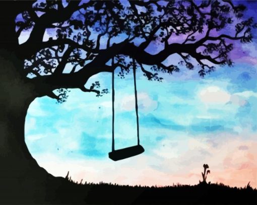 Tree Swing Silhouette Diamond Paintings