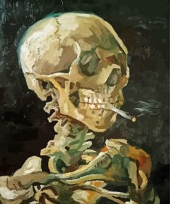 Van Gogh Skeleton Smoking Cigarette Diamond Paintings