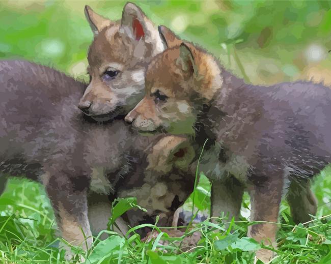 Wolf Cubs Diamond Paintings