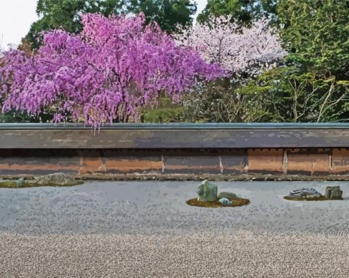 Zen Garden Pink Tree Diamond Paintings