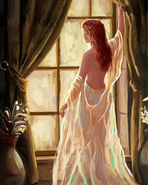 Aesthetic Woman In Window Art Diamond Paintings