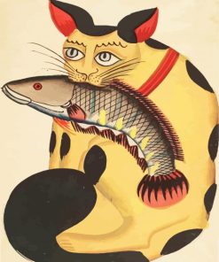 Aesthetic Cat With Fish Diamond Paintings