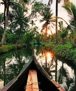 Boat In River In Kerala Diamond Paintings