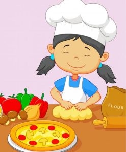 Cartoon Little Girl Baking 5D Diamond Paintings