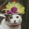 Cat With Flowering Hat Diamond Paintings