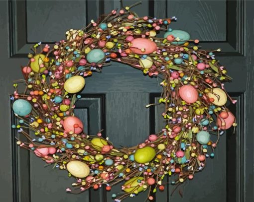 Colorful Easter Wreath Diamond Paintings