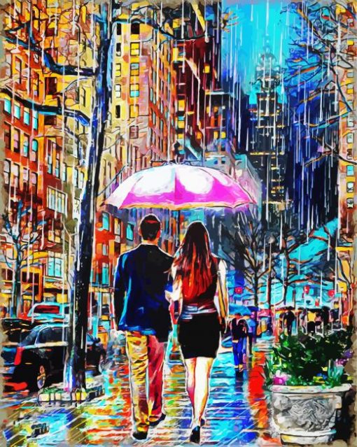 Cool Couple Rain Diamond Paintings