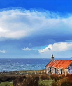 Cottage By The Sea Seascape Diamond Paintings