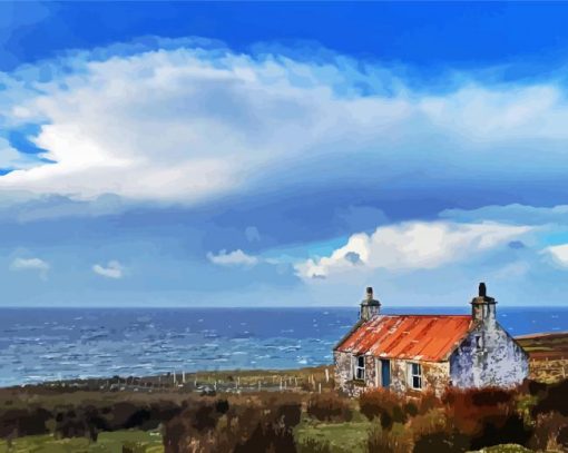 Cottage By The Sea Seascape Diamond Paintings