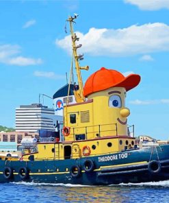 Cute Tug Boat Diamond Paintings