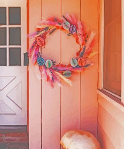 Easter Wreath On Pink Wall Diamond Paintings