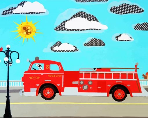 Fire Truck Diamond Paintings