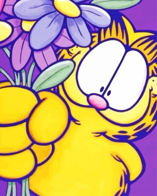 Garfield And Flowers Diamond Paintings