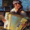 Girl Playing Accordian Diamond Paintings