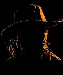 Girl With Cowboy Hat Silhouette Diamond Paintings