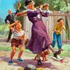 Grandma And Grandchildren Playing Baseball Diamond Paintings