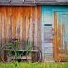 Green Bicycle By Door Diamond Paintings