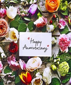 Happy Anniversary Flowers Diamond Paintings